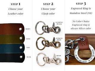 Custom Morse Code Leather Keychain Ring