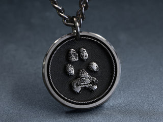 Mens Titanium Real Pawprint necklace 3D pawprint 