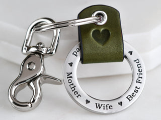 Womens Custom Leather Keychain Ring