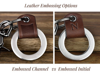 Personalized Couples Leather Key Chain Ring Set