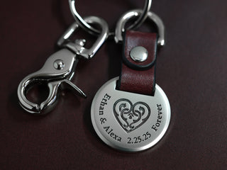 Custom Celtic Heart Folded Leather Keychain