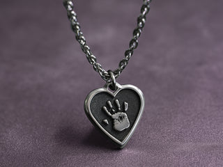 TITANIUM Women's Handprint Heart Necklace