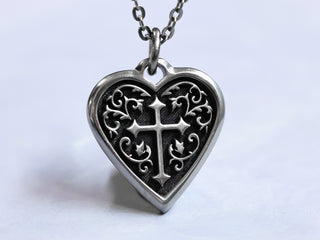 TITANIUM Cross Heart Necklace