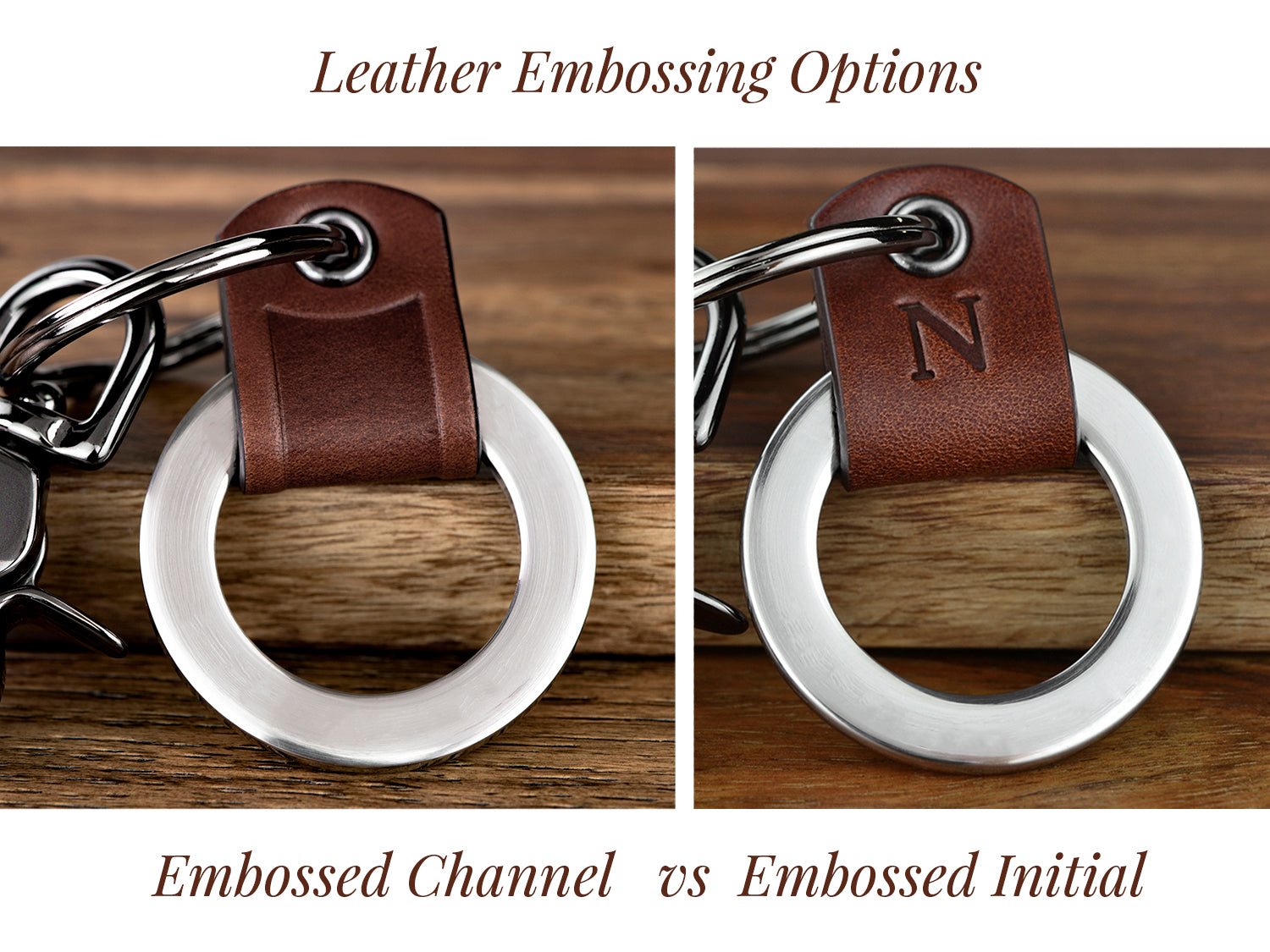 Maven Metals Custom Coordinates Leather Key Chain Ring
