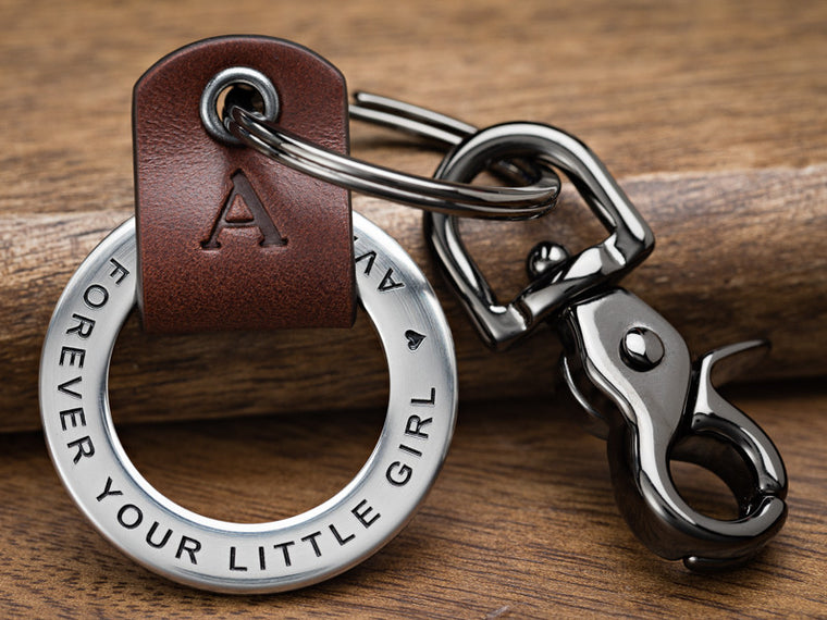 Maven Metals Custom Coordinates Leather Key Chain Ring