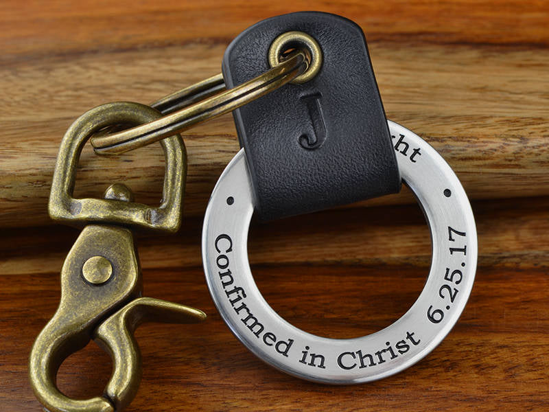 Maven Metals Custom Coordinates Leather Key Chain Ring
