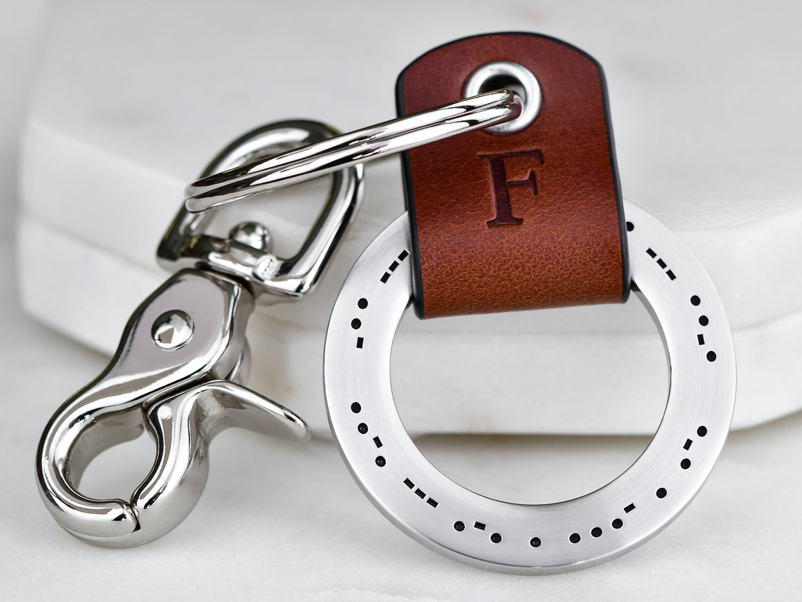 Maven Metals Custom Coordinates Leather Key Chain Ring